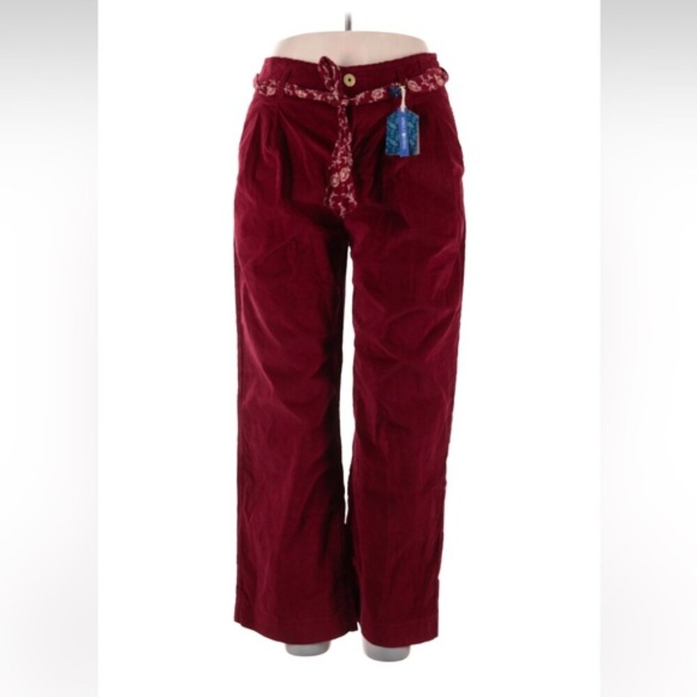 NWT April Cornell Burgundy Corduroy Hepburn Velvet Pant Belted Pants XXL